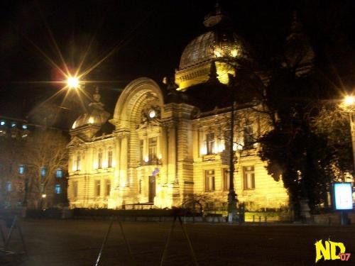 The CEC Palace - A night picture of the Savings Bank headquarters, known as 'The CEC Palace'