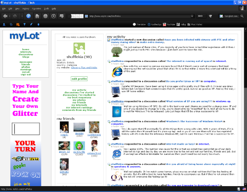 Mylot print screen  - Im using my sick Flock (firefox based) browser whilst posting on MyLot! :)