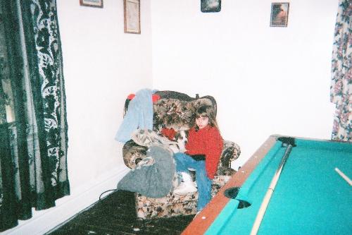 My niece and Freckles when she was a puppy - Here is my niece and my dog Freckles when she was a puppy. Freckles died in January of this year at only 3 years old.
