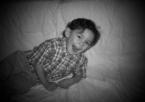 My Son At 2 - I took this picture on his second birthday. It was done at home so it isn't so good. I really love black and white photos.