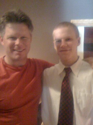 ken (my husband) anf justin - this is kenny and my son justin getting ready foe senior prom dinner