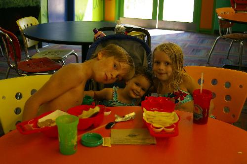 Eating lunch - The kids eating lunch at Sesame Place. 