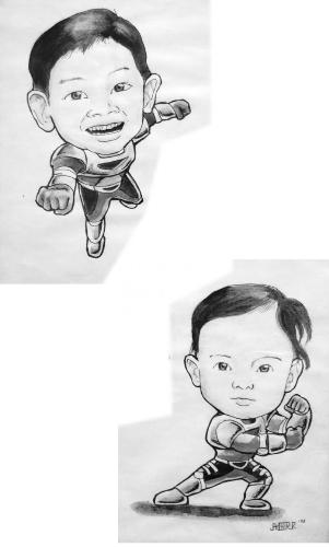 Zaido Caricature - This is a caricature of my two sons in Zaido costumes