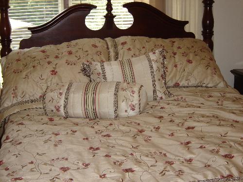 Bed - Comfy bed with pillows.