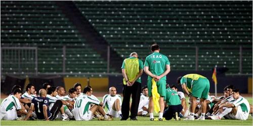 Sports - Iraq’s coaches briefed the national soccer team Saturday at practice in Jakarta, Indonesia, for the Asian Cup.