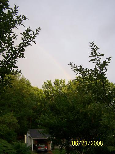 Rainbow right outside my front door - This was a picture of a rainbow that occurred on June 23, 2008 in Joppa, Maryland.