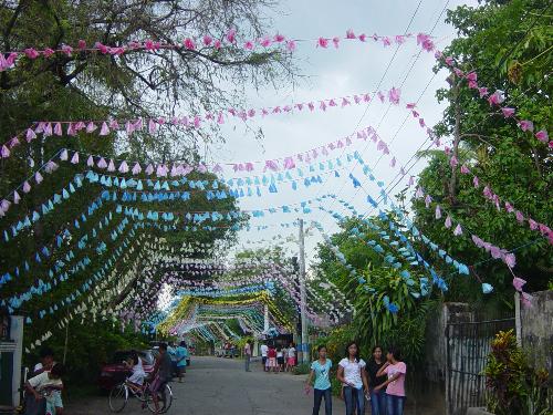 Barrio Fiesta - Typical scene during a barrio fiesta althogh I don't approve of the decoration as they are made of colored plastic bags, not environmentally friendly.