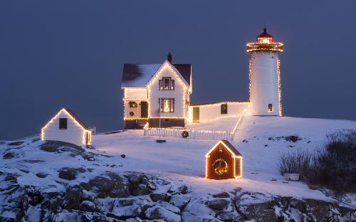 House on the eve of Christmas - This is a House on a Hill which is captured by the Camera on one Christmas Evening.