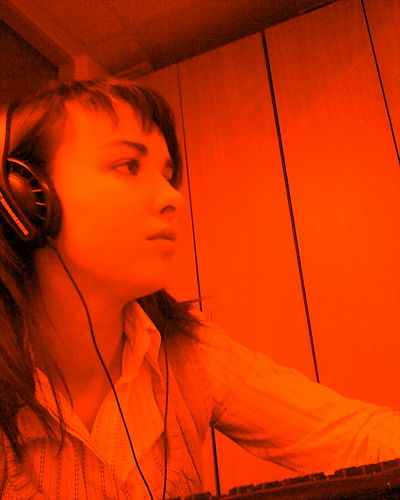 here is me, in orange color - me, myself and i, cook headphones :)