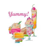 Sweets - Yummy! Cake and Ice Cream Sundaes.