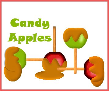 Candy Apples - Yummy sticks of Candy Apples.