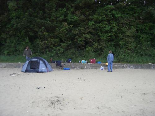 Our camp at priory bay. - The camp we set up at priory bay, you can see our tent and barbecue.