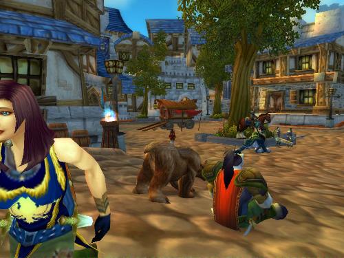 Busy Stormiwnd - The streets of Stormwind are always bustling with players.