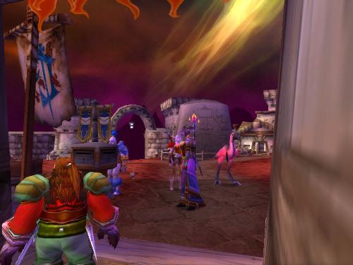 WoW Diversity - There are always many different kinds of players online. Pictured here (left to right) is a male Dwarf, male Human, female Night Elf, and female Draenei.