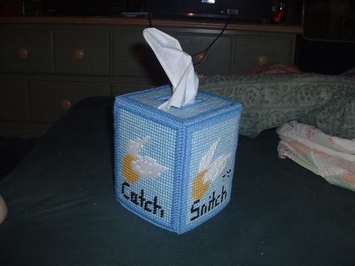 Harry Potter Tissue Box Cover - My original plastic canvas tissue box cover with a Harry Potter design.