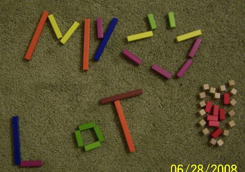 My Lot in Math Cubes - My seven year old just made this for me! She used math cubes to do it!
