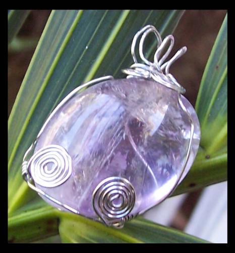 Amethyst Pendant - Wire-wrapped tumbled Amethyst Pendant made by me!