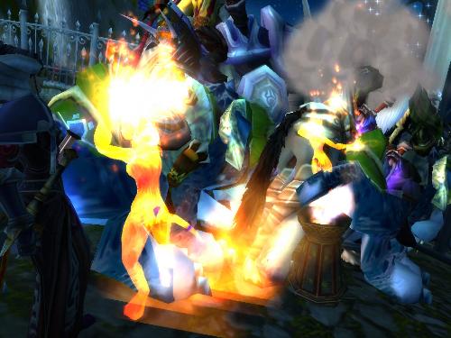 Fire Maidens - These dancing fire maidens are part of the fire festival going on in all the major cities in World of Warcraft.