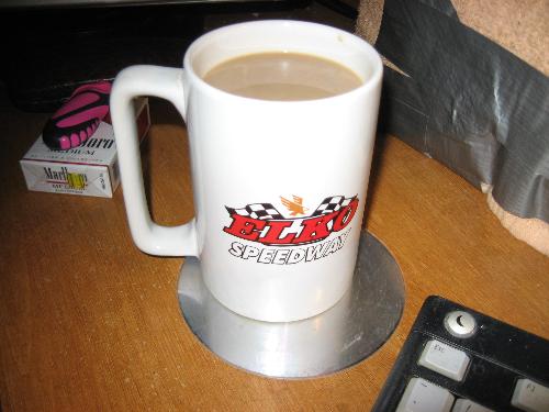 Elko Speedway Coffee Mug - A freebie from a local NASCAR racetrack I visit in Minnesota.
