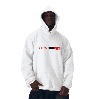I Hate ConFlix - This is a male hoodie from the Love/Hate Collection
