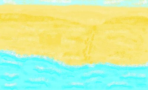 The beach - A drawing I did of the beach with MS Paint.