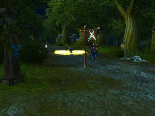 Goldshire - A trip to Goldshire isn't complete without watching a duel. This one was between a 32 mage and a 33 paladin: the pally won.