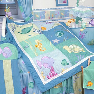 decour for my son's room - this is the oceana bedding  and decour my son's room is done in. it's too freakin cute!!