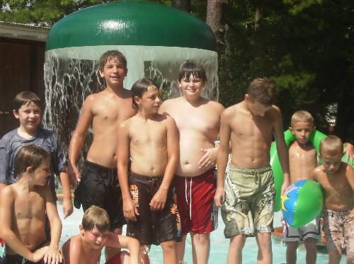All of us at the campin site - Me and all of my friends playin in the pool at a new camp site