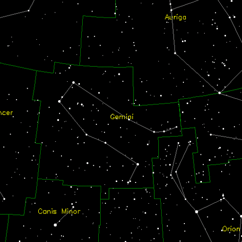 Gemini - Gemini on constellation map.