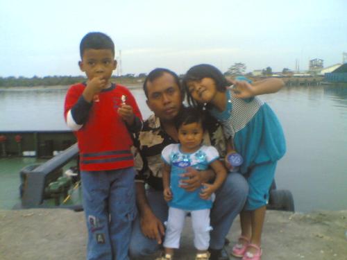 My husband and kids - My husband and my kids in Belawan harbour, North Sumatera, Indonesia