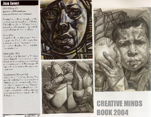 Published Art work 'Creative Minds Book' 2004 - Starting out with my samples of work published by the Artwanted.com Web-site.