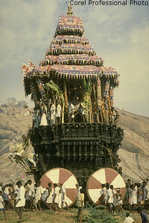 car festival - The most famous car festival is held in the state of Orissa at the Puri Jaganath temple, when millions of devotees gather to drag the chariot and be blessed. Chariot festivals are celebrated widely in India and feature local flavors.