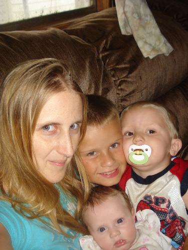 Me and My Kids :) - This is me and my kids. The boy without the binky is my oldest son, the one with the binky is my 2nd son and the little girl is my daughter.