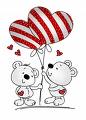 In love - Cartoon picture in love with heart baloon, very cute!