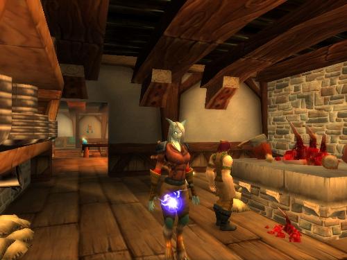 Shaman - This Draenei shaman has a lighning shield on that causes damage to enemies that attack her.