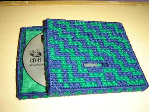 Blue/Green CD Case - This is one project that went very well. This CD case is lined with felt to protect it.
