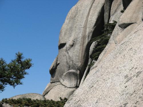 Tianzhu Mountain. Natural Wonders - Beautiful sights of Tianzhu Mountain, in Anhui Provice of China. It is a natural rock which looks like the profile of an old man.