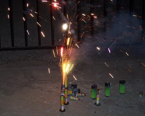 Fireworks at my parents house - The boys loved their fireworks that my brother bought for them!