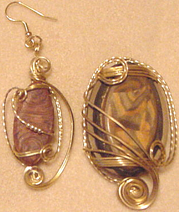 First attempt at wire wrapping - I loved this technique but it's very hard on my arthritis. Such a shame too because it's a lot of fun!