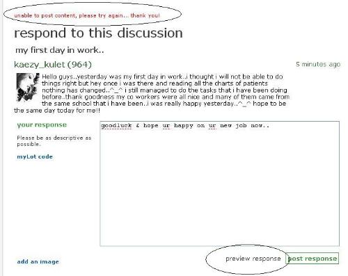 screenshot - unable to post
