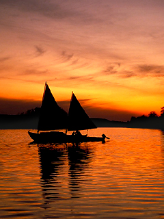 sailing boat - sailing boat in the river. In short a life in the world. 