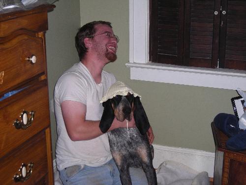 stupid dog - yes, my dog got that rapped around her.