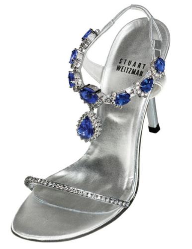 Bling Fetish: The $2 million Tanzanite Heels from  - The fashion facet of EliteChoice is pro-active in unveiling the latest designs and patterns available in accessories and foot wears. Undeniably the designer collection is not easily spotted and hence we here keep our eyes and ears open to get the insight of the ongoing parties, hence scanning the fashion divas from head to toe. If you can recall, four-months back, I featured here £1,800 heel-less high heels by Briton Antonio Berardi (witnessed the eyelids of over 20k readers on a single day) and today we are here to feature another competitive sample of sandals.  Pictured above is a $2 million sandal from Stuart Weitzman that was sported at the Le Vian party in Las Vegas. The silver leather designer heels flaunt 185 carats of tanzanite and 28 carats of diamonds.