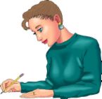 written examination - a cartoon drawing of a girl writing