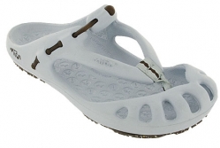 Mion Bhakti Women - Like the functionality and comfort of Crocs, but find them a little fug and over-hyped? Here’s a unique and earth-friendly alternative: the “Mion Bhakti Women” from eco-retailer Planet Shoes.  The “webbing thong” is made of 50% recycled PET, and it’s got a 15% recycled rubber outsole.