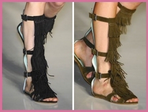 Sasquatch Chic - Shouting “It’s a sandal! It’s a boot! It’s .. sasquatch?”, style blog Kiss Me Stace roasted these truly hideous gladiator boots, comparing them to the superfug Uggs and suggesting that “these hair-like fringy tall shoes” could conceal the hairy patches left after a rushed shave job.