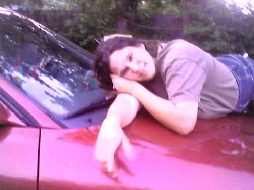 me - me on a car
