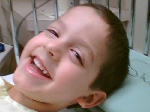 My son laughing - Son had surgery and they gave him 'happy Juice' to calm him before they took him into the Operating Room, he was laughing within minutes of taking it.