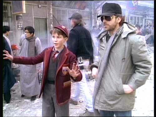 Christian Bale and Steven Spielberg - Film photo from Empire of the sun set