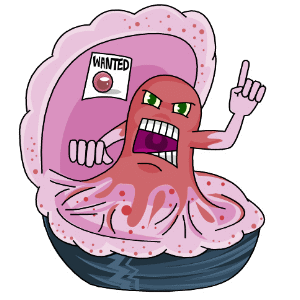 Angry as a Clam - Rarer than 'Happy', but clams can be angry, too!